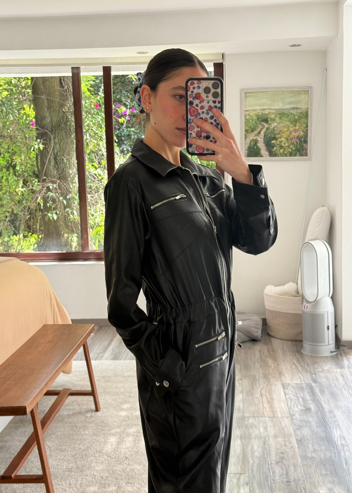 JUMPSUIT NEGRO FAUX LEATHER