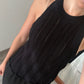 TOP HALTER DE KNIT NEGRO