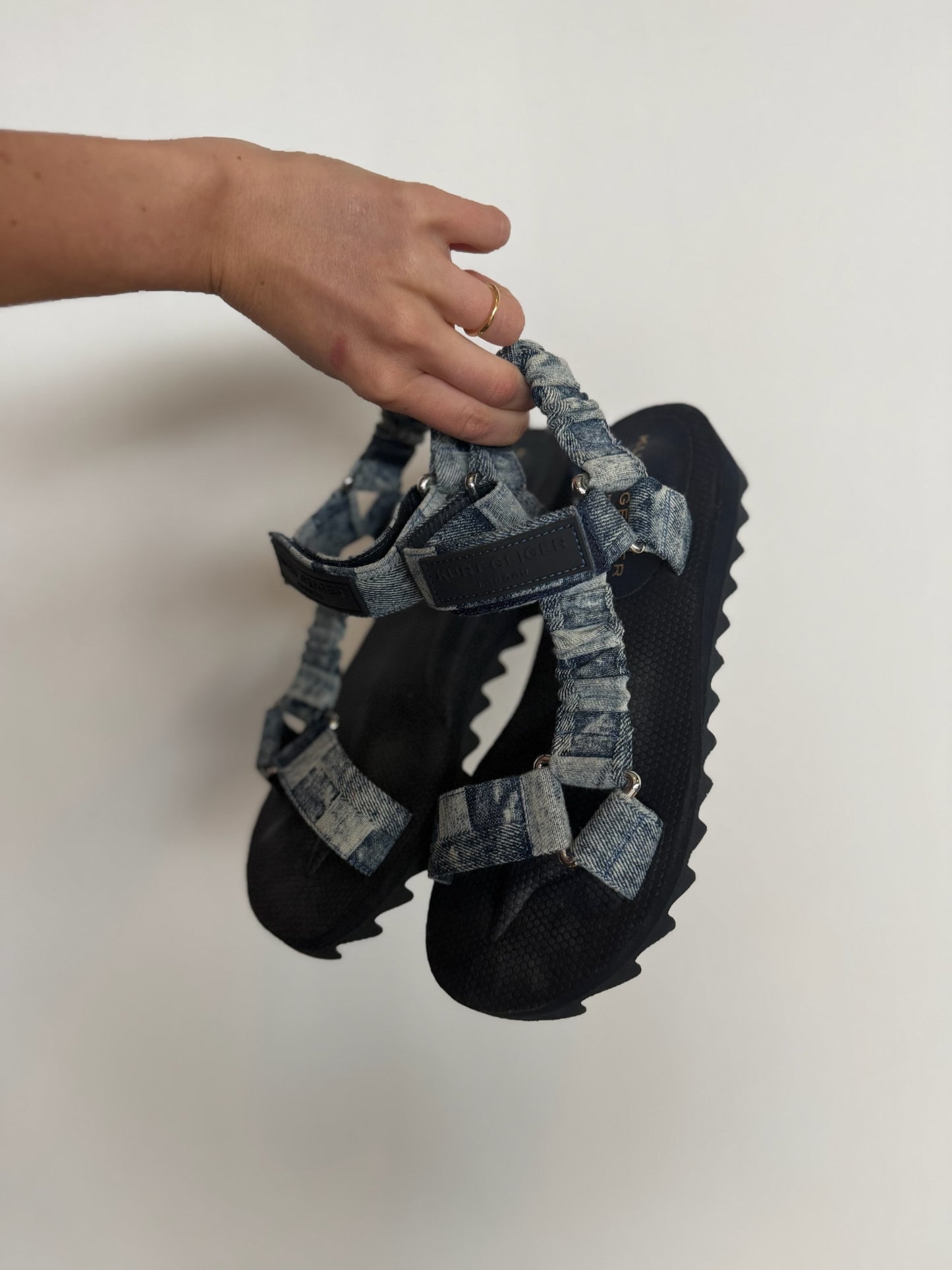 DENIM PATCHED SANDALS
