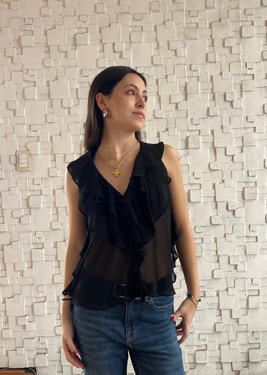 TOP RUFFLES NEGRO