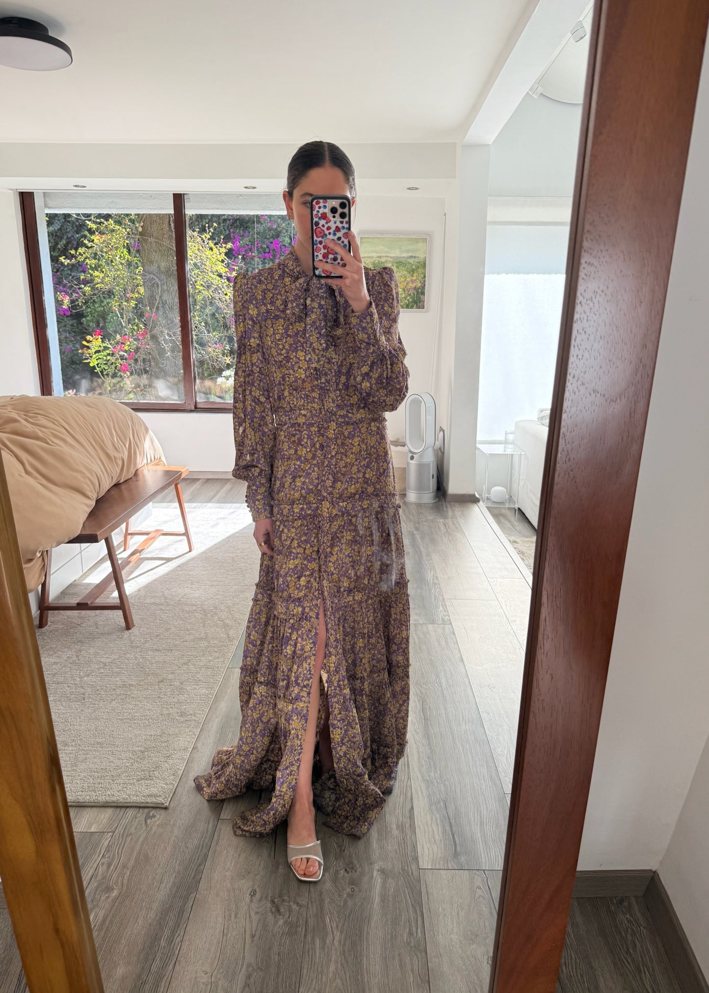 VESTIO DE TIPO CAMISA MAXI PRINT FLORES