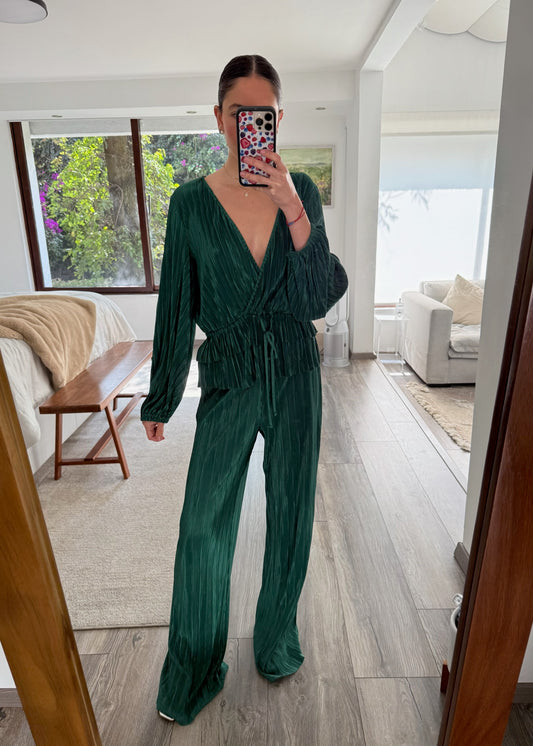 SET VERDE BOSQUE PLIZADO