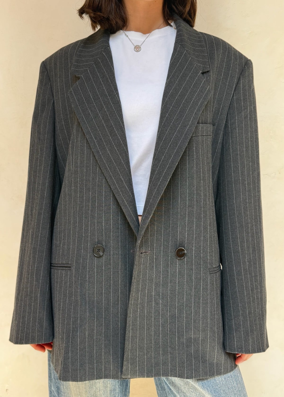 BLAZER PINSTRIPE GRIS