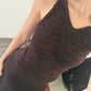 VESTIDO DE KNIT CAFÉ MAXI