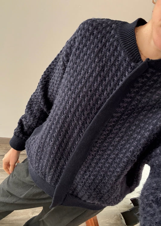 CHAMARRA DE KNIT AZUL