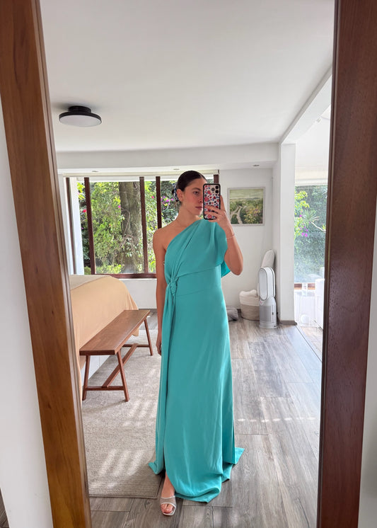 VESTIDO ASIMÉTRICO TURQUESA