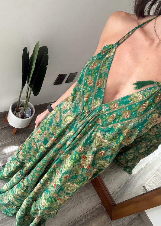 VESTIDO MAXI CON PRINT VERDE