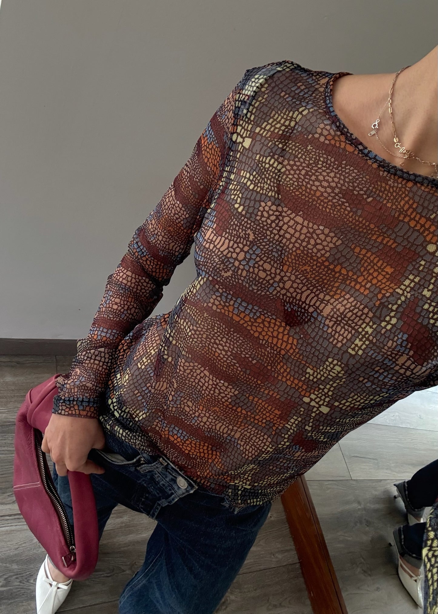 TOP CON PRINT SEE THROUGH