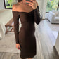 VESTIDO RIBBED DE KNIT CAFE