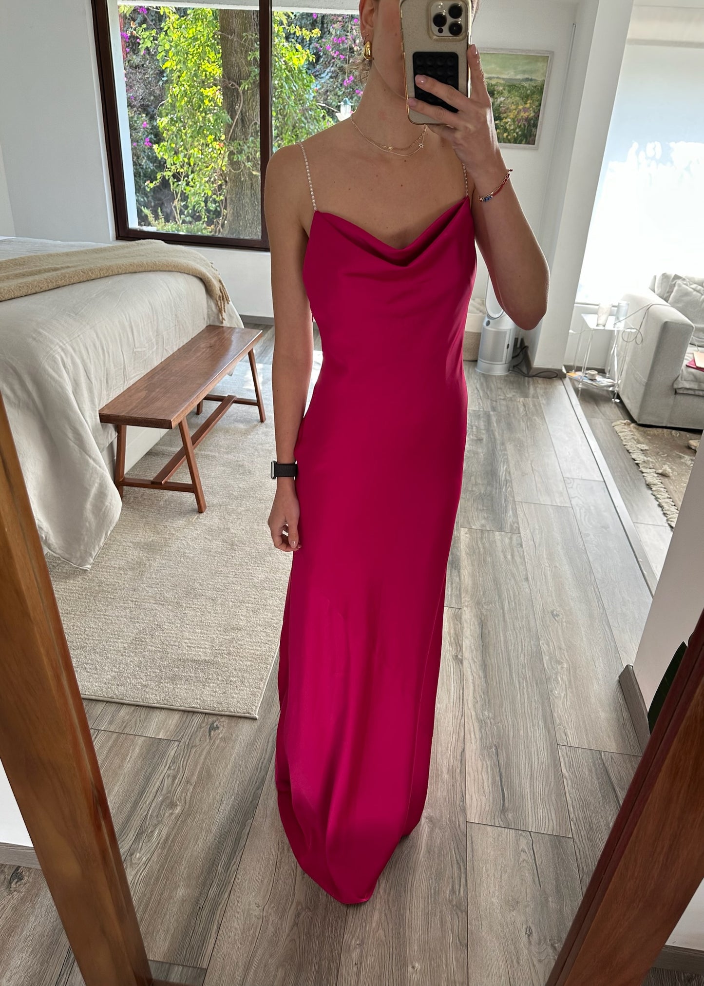 SLIP GOWN HOT PINK