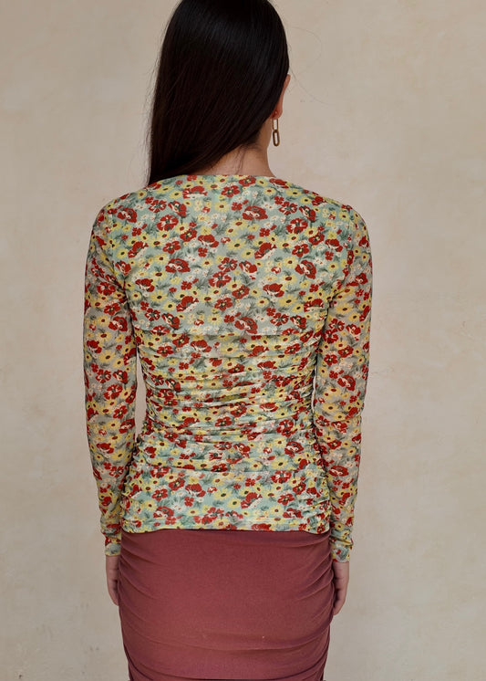 TOP RUCHED FLOREADO