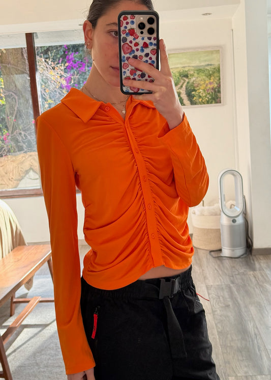 CAMISA NARANJA FRUNCIDA
