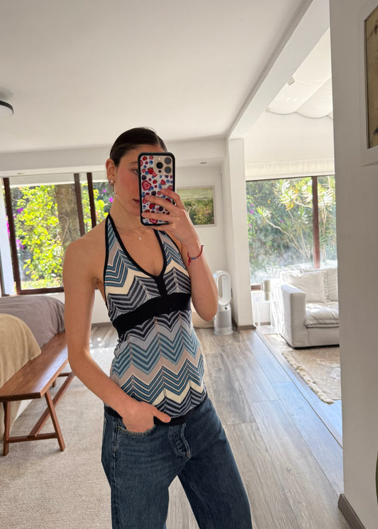 TOP VINTAGE DE KNIT CON PRINT