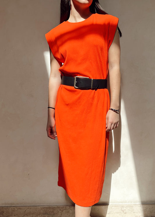 VESTIDO MIDI RIBBED NARANJA