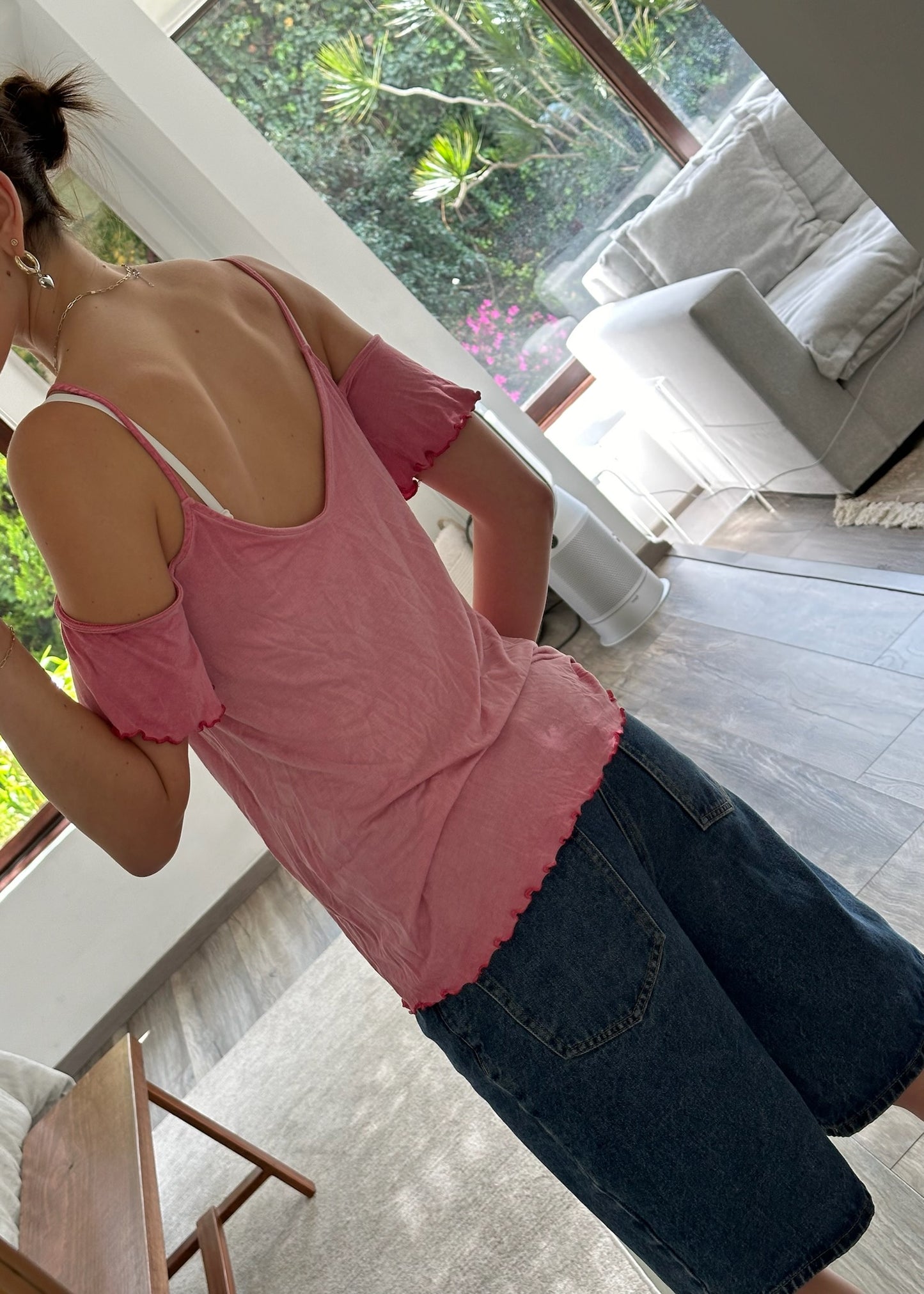 BLUSA ROSA OFF THE SHOULDER CASUAL