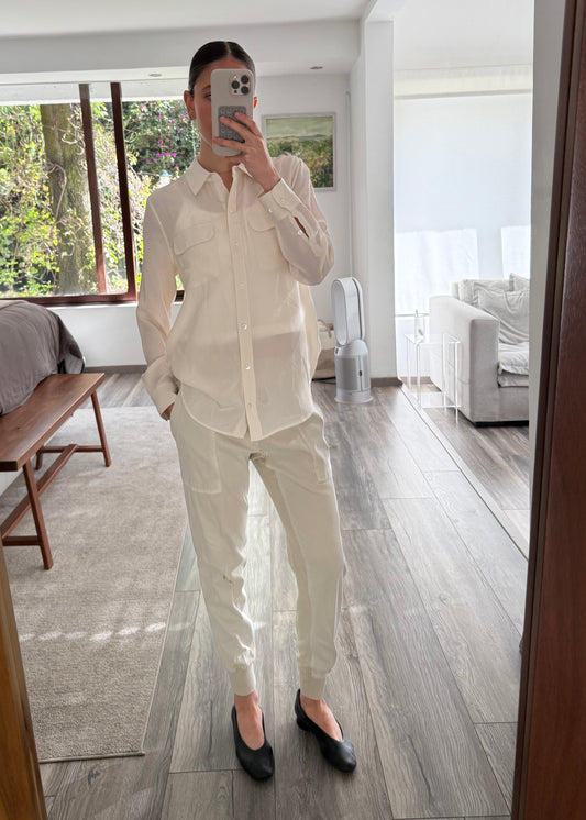 CAMISA CREMA 100% SEDA