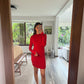 VESTIDO MINI RUCHED HOT RED