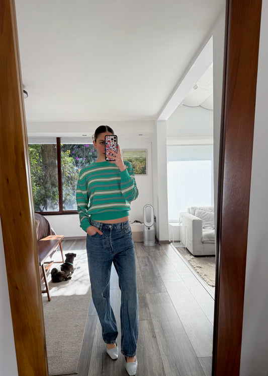 STRIPED CREWNECK VERDE