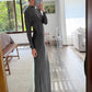 VESTIDO MAXI PLATEADO CUELLO ALTO