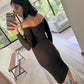 VESTIDO RIBBED DE KNIT CAFE