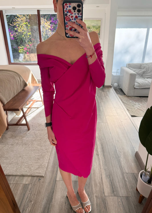 VESTIDO MIDI HOT PINK