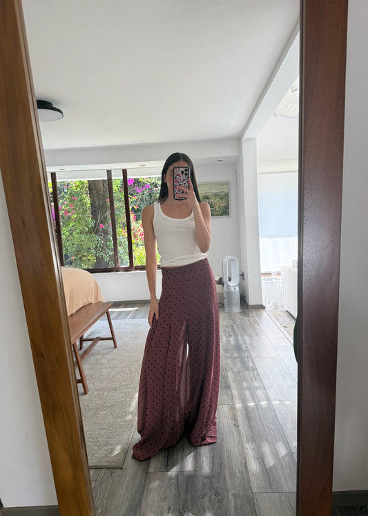 PANTALÓN POLKA DOT BURGUNDY