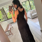 VESTIDO DE KNIT CAFÉ MAXI