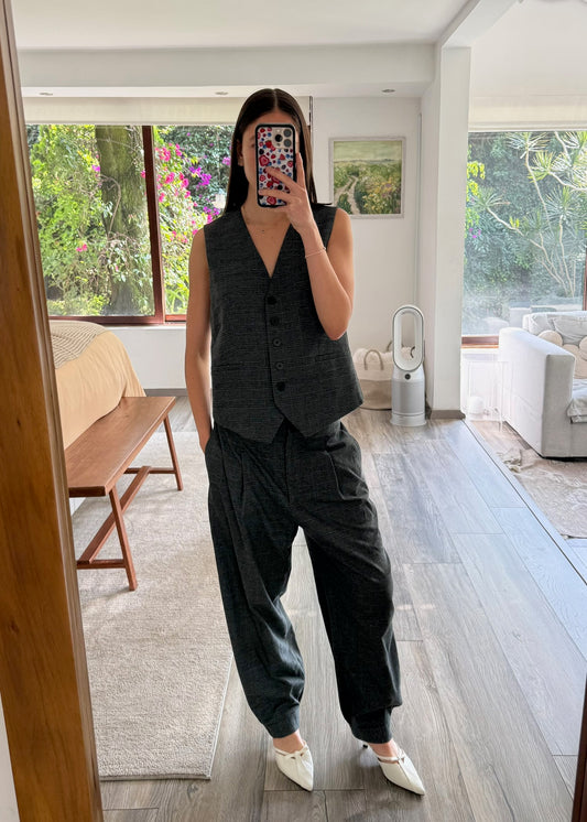 SET PLAID CHALECO Y PANTALÓN