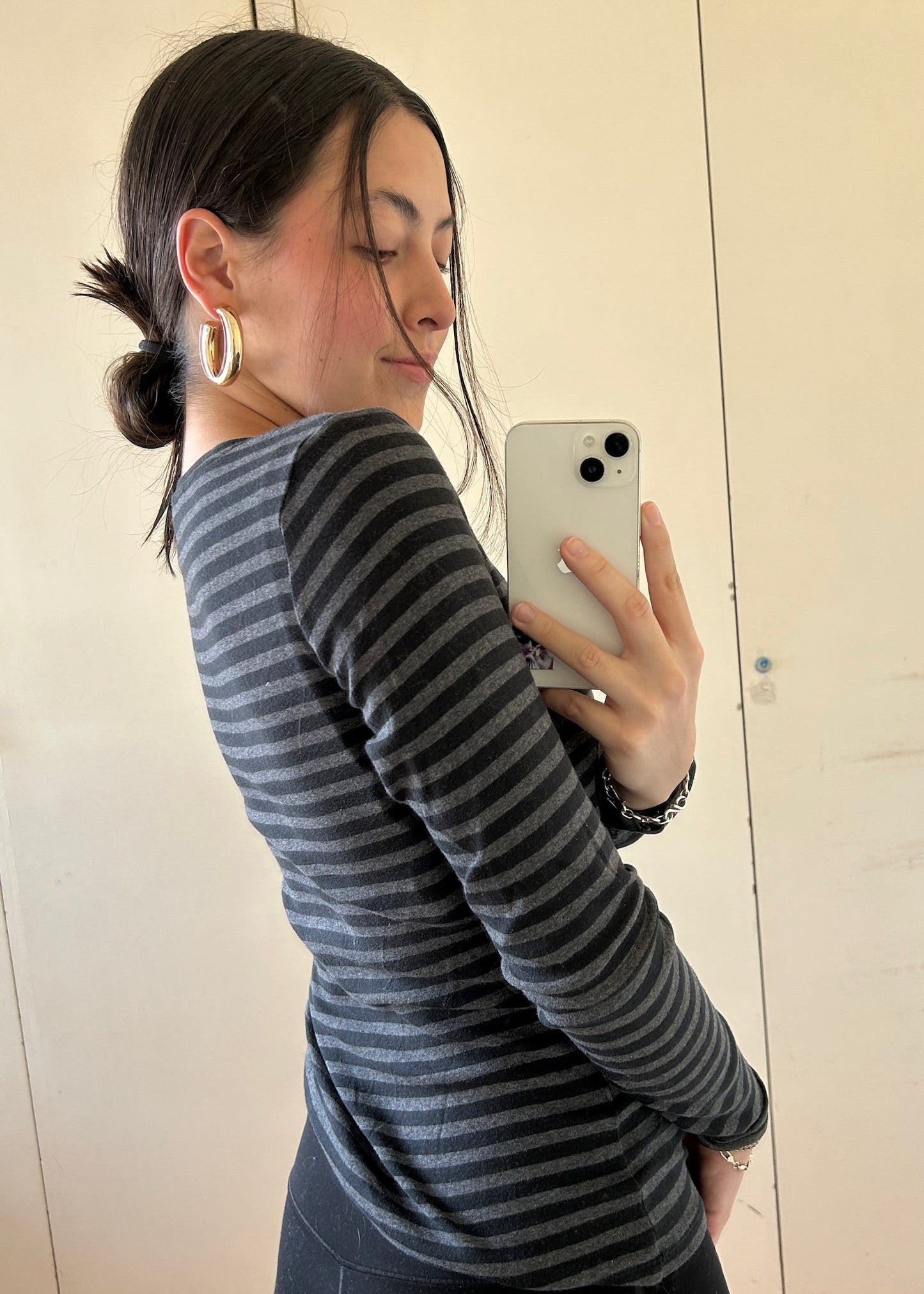 TOP MANGA LARGA STRIPED