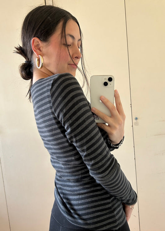 TOP MANGA LARGA STRIPED