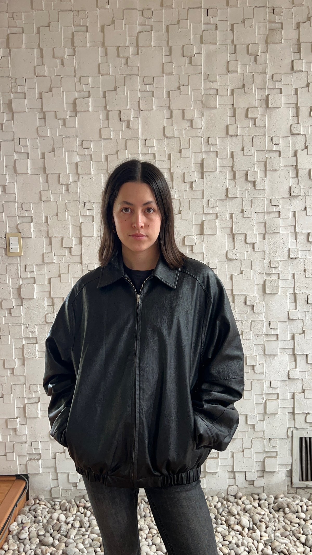 CHAMARRA DE PIEL OVERSIZED