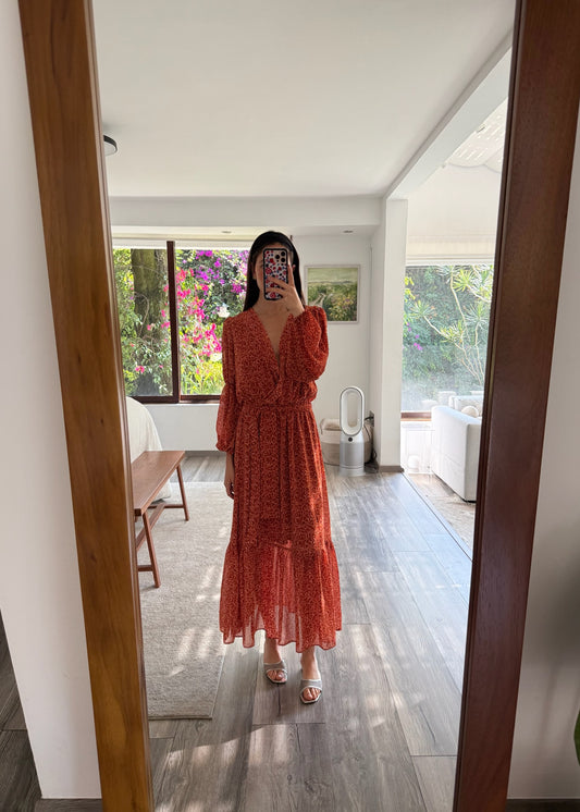 VESTIDO MIDI CON PRINT FLORAL