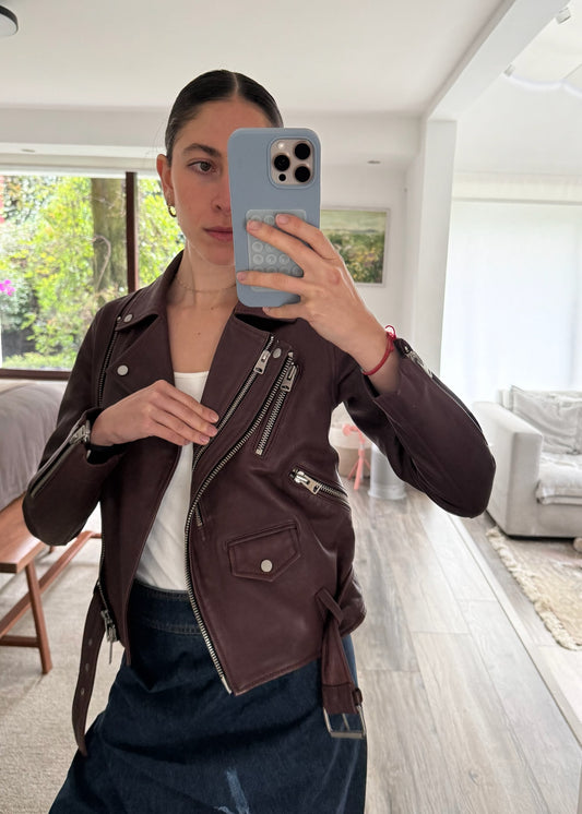 MOTO JACKET DE PIEL VINO
