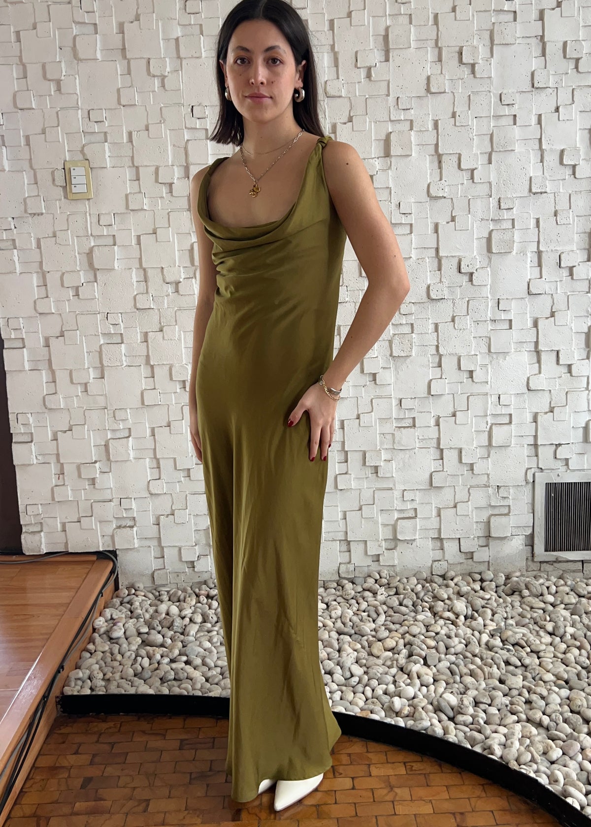 VESTIDO ESCOTE DRAPEADO