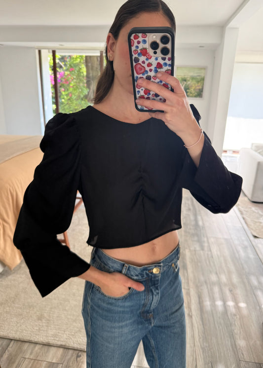 BLUSA SHEER CON FRUNCIDO