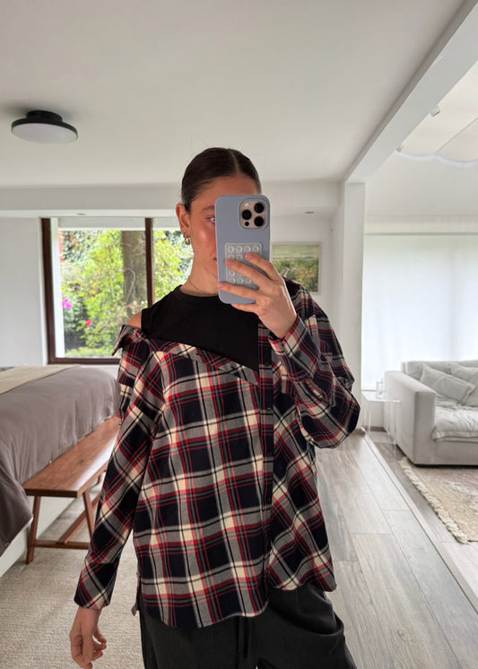 CAMISA PLAID ASIMÉTRICA