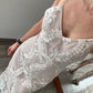 VESTIDO MIDI DE ENCAJE BLANCO