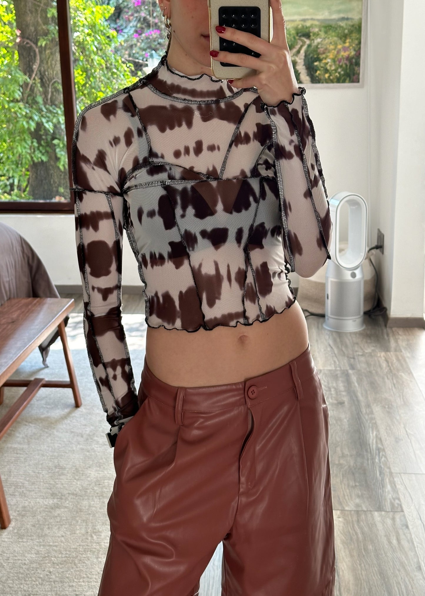 TOP MESH ANIMAL PRINT