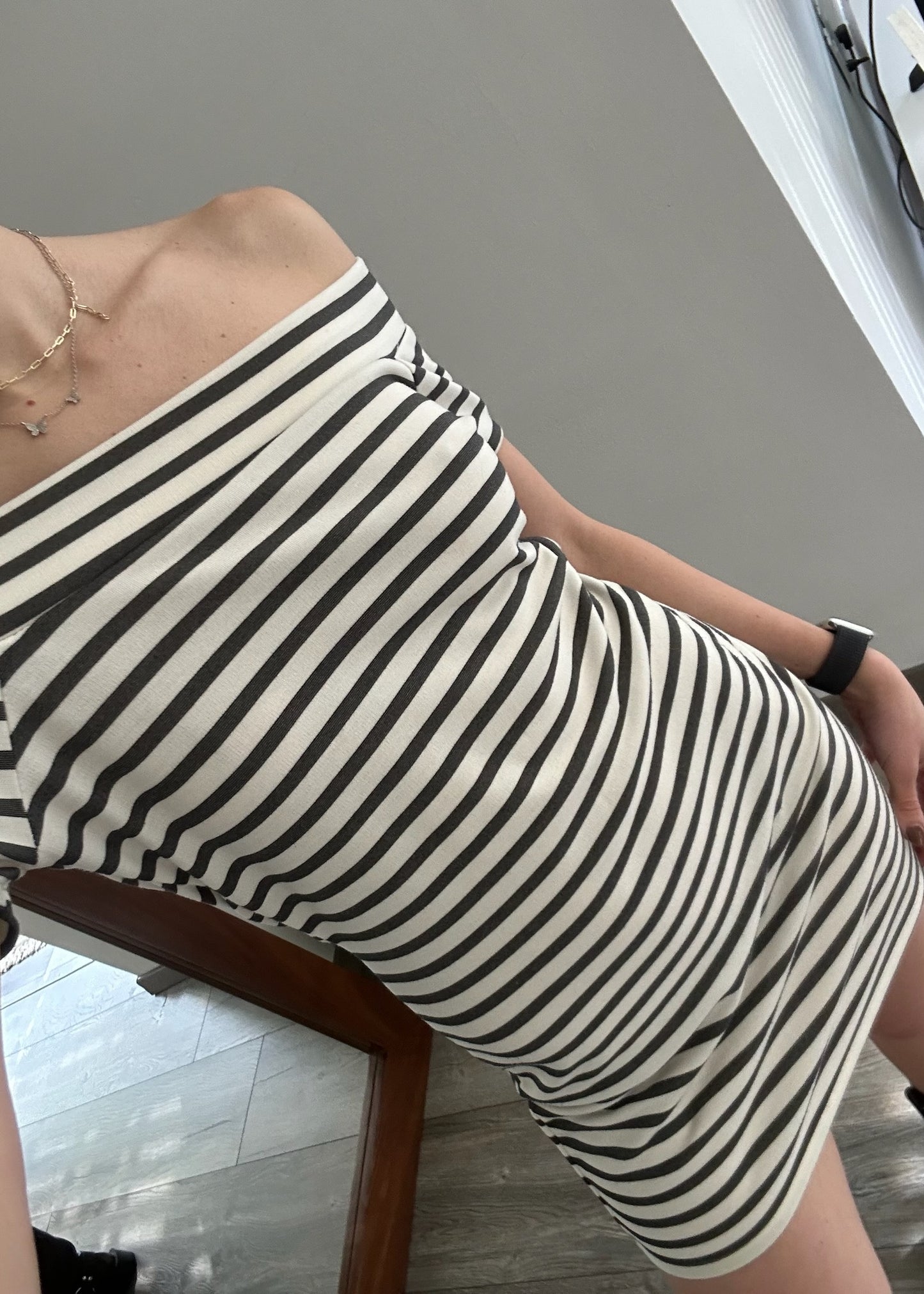 VESTIDO STRIPED OFF THE SHOULDER