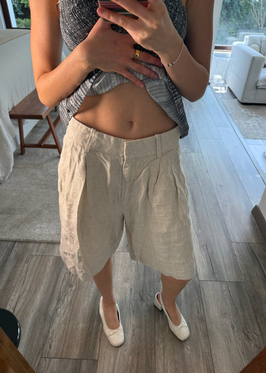 BERMUDAS DE LINO BEIGE