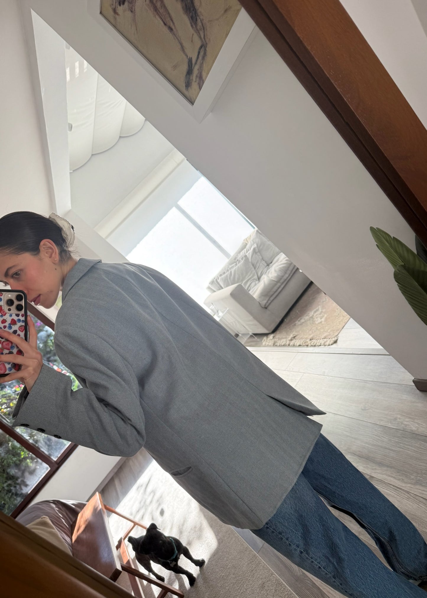 BLAZER OVERSIZED GRIS CON CUADROS