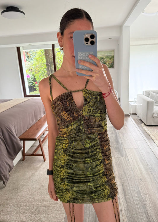 VESTIDO MINI CON PRINT DE SERPIENTE
