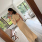 VESTIDO BEIGE DE KNIT CON CUT OUT
