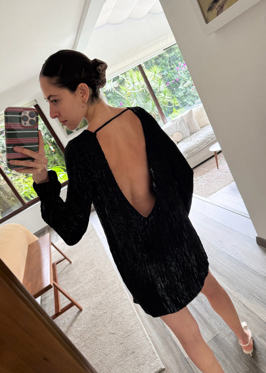 VESTIDO MINI SEQUIN MANGA LARGA