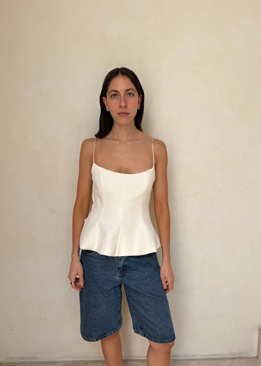 TOP CORTE PEPLUM BLANCO