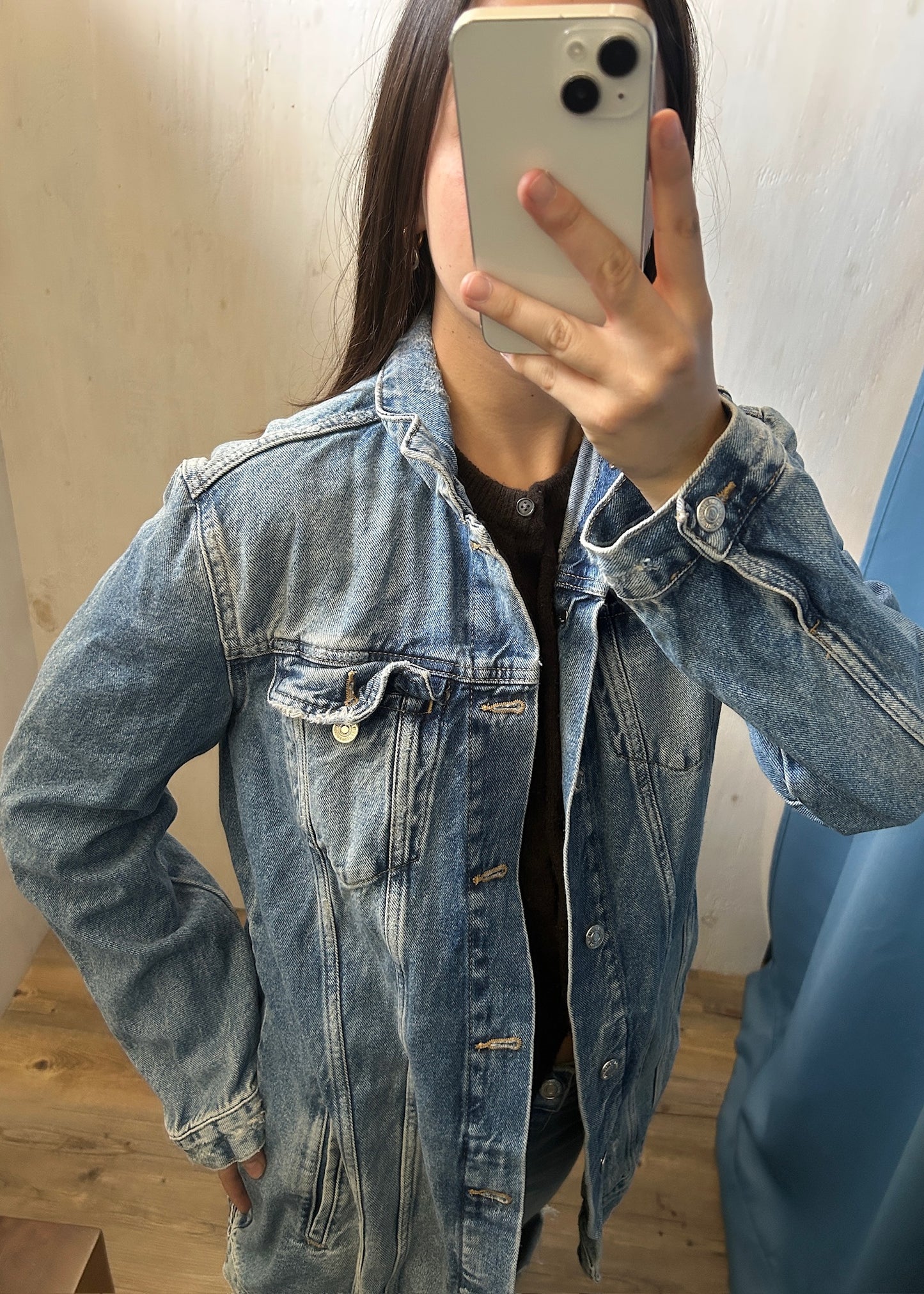 CHAMARRA DE MEZCLILLA LARGA