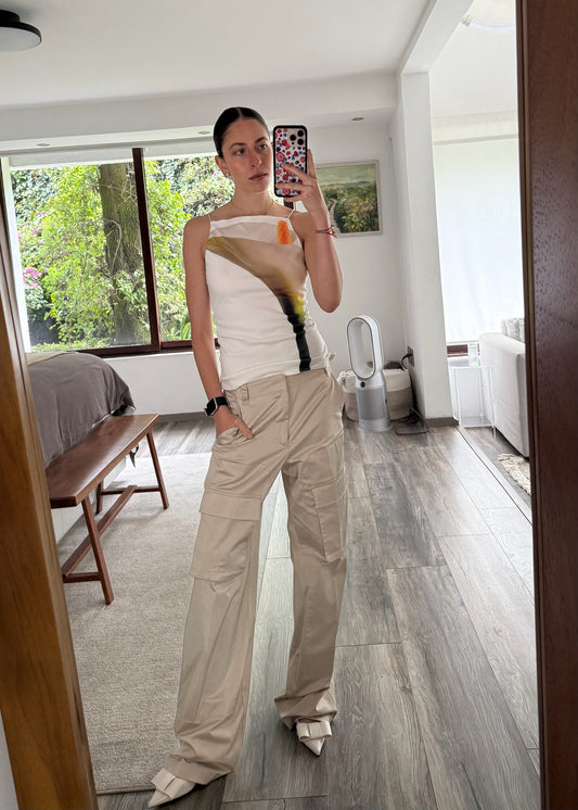 CARGO PANTS BEIGE SATINADOS