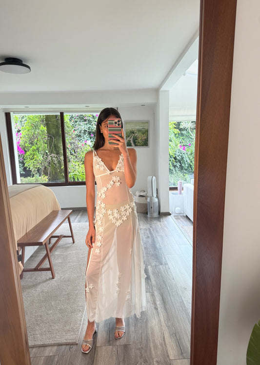 COVER UP MESH CON FLORES