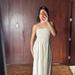 VESTIDO LARGO CON FLORES BORDADAS
