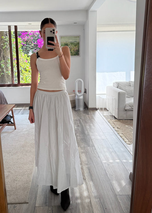 FALDA BLANCA MIDI 100% ALGODÓN